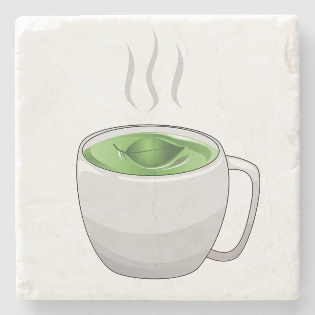 Cup of Green Tea Stone Coaster (Front)