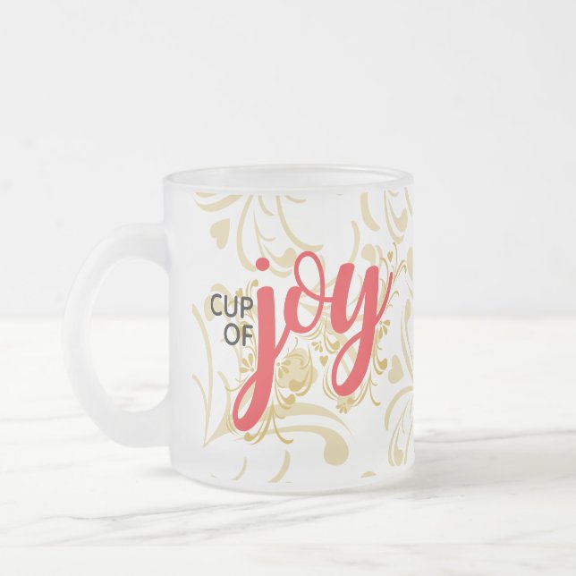 Cup Of Joy Red and Gold Personalized Mug (Left)