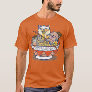 Cup Of Ramen Cats Eating Noodles Funny Novelty Gif T-Shirt
