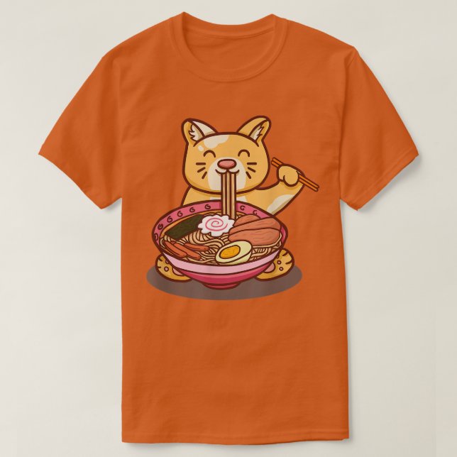 Cup of ramen cats eating noodles funny novelty gif T-Shirt (Design Front)