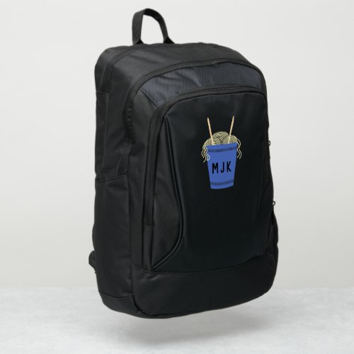 Cup of Ramen Noodles in Blue Personalized Monogram Port Authority Backpack