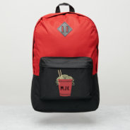 Cup Of Ramen Noodles In Red Personalized Monogram Port Authority® Backpack at Zazzle