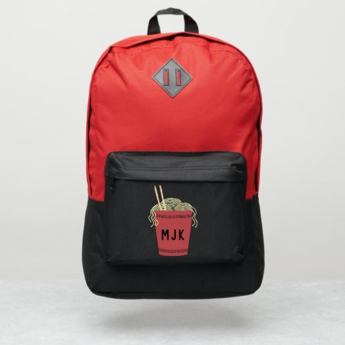Cup of Ramen Noodles in Red Personalized Monogram Port Authority Backpack