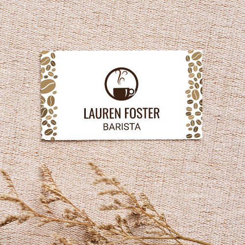 Cup of Steaming Coffee  Coffee Beans Business Card