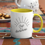 Cup of Sunshine Summer Vibe Modern Mindfulness Mug<br><div class="desc">Trendy, stylish, funny coffee mug saying "Cup of Sunshine" in modern typography with whimsical sun illustration on the two-toned coffee mug. This cute and trendy mug is perfect for anyone who is looking for a way to brighten their day. The mug features a fun and positive quote that will make...</div>