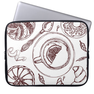Cup of tea, a pastry, croissant, vintage, hand laptop sleeve