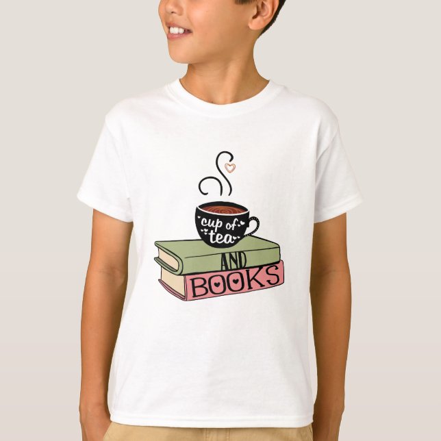 Cup Of Tea And Books T-Shirt (Front)