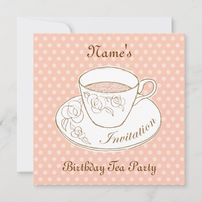 Cup of Tea Invitation, personalized Invitation (Front)