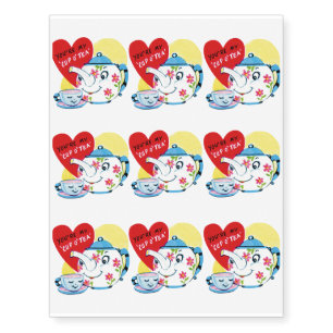 Cup of tea love old illustration temporary tattoos