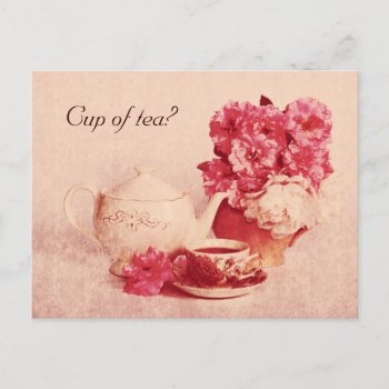 Cup Of Tea - Rustic Look Teacup Postcard by justbecauseiloveyou at Zazzle