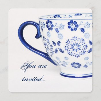 Cup Of Tea Victorian Blue - Tea Party Invite by justbecauseiloveyou at Zazzle