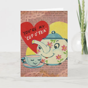 Cup of Tea Vintage Valentine Holiday Card