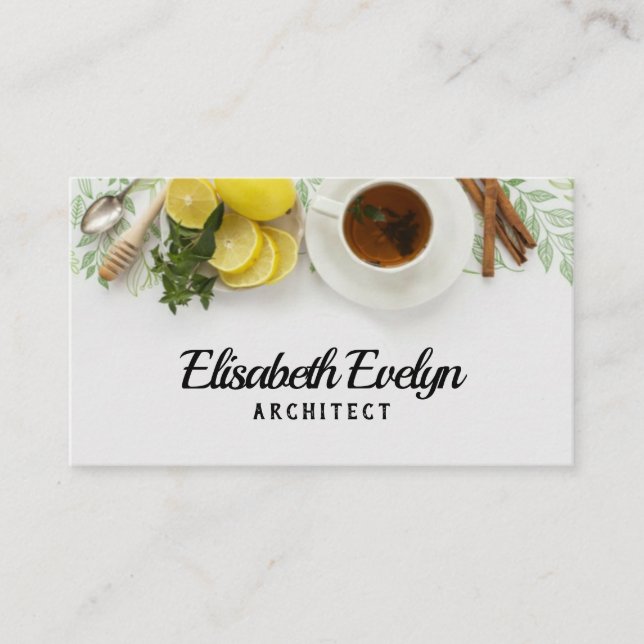 cup of tea with lemons business card (Front)