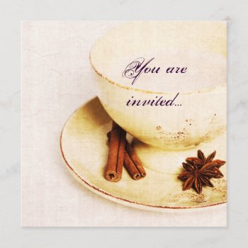 Cup Of Tea With Spices - Tea Party Invite by justbecauseiloveyou at Zazzle