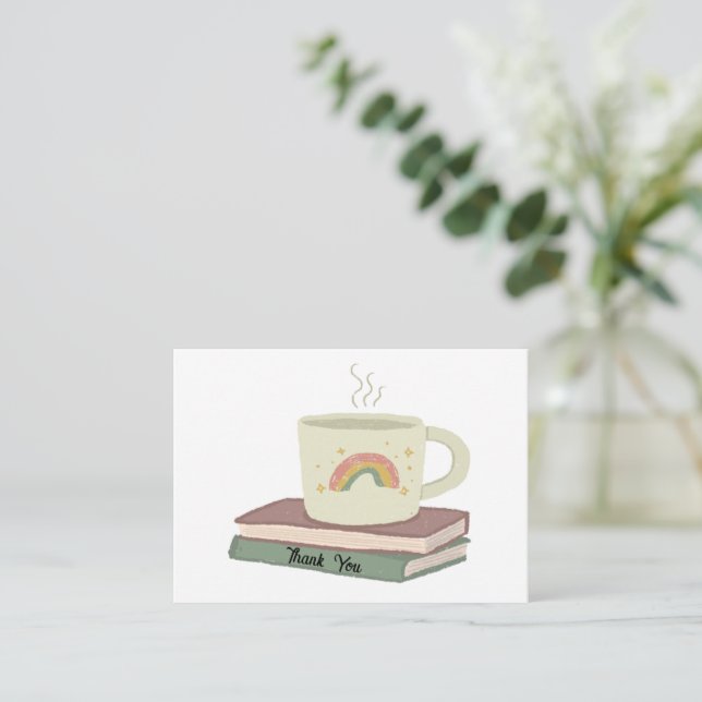Cup On Book Thank You Note Card (Standing Front)