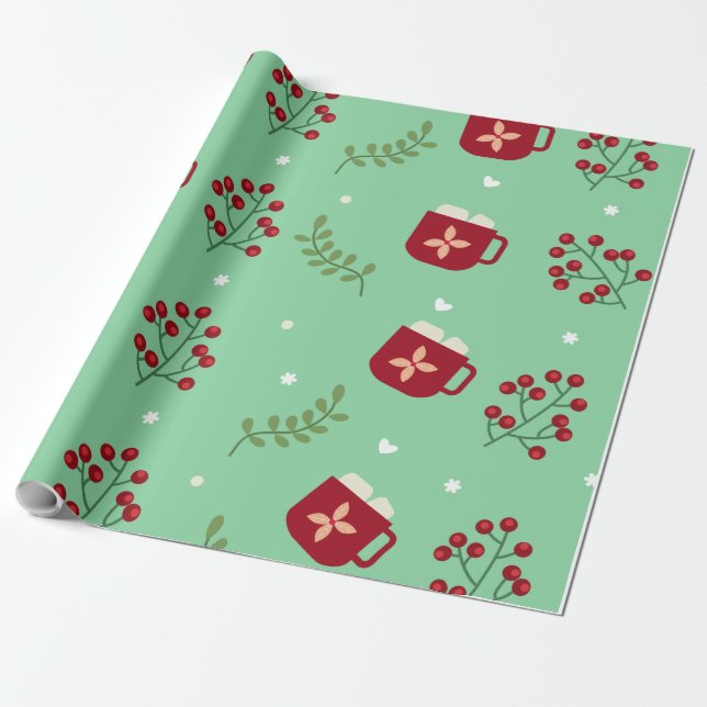 Cup pattern for Christmas Wrapping Paper (Unrolled)