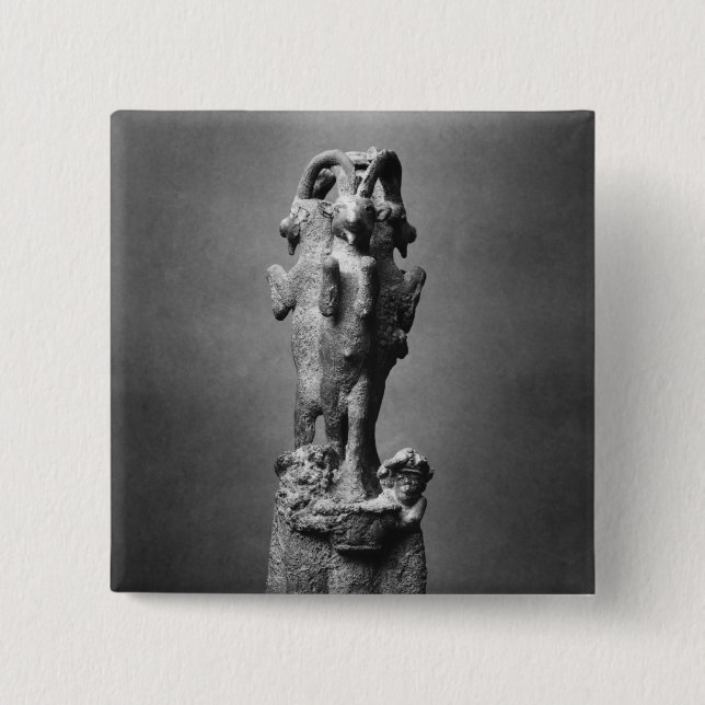 Cup stand made up of three ibexes pinback button (Front)