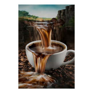cup waterfall Poster | surrealistic