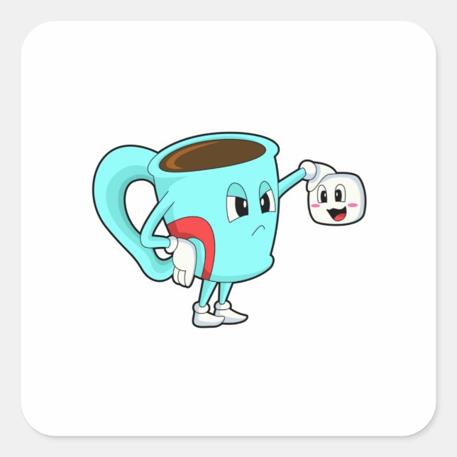 Cup with Coffee.PNG Square Sticker (Front)