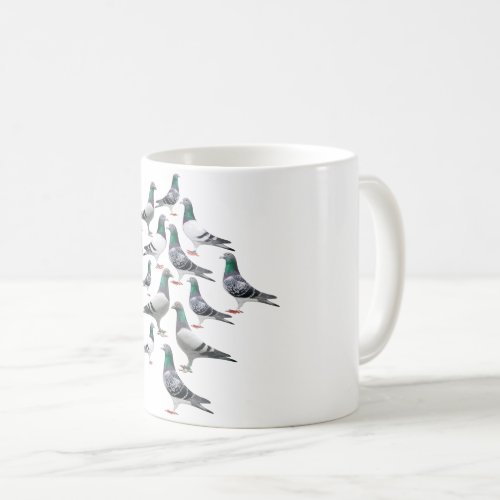 Cup with collage of carrier pigeons