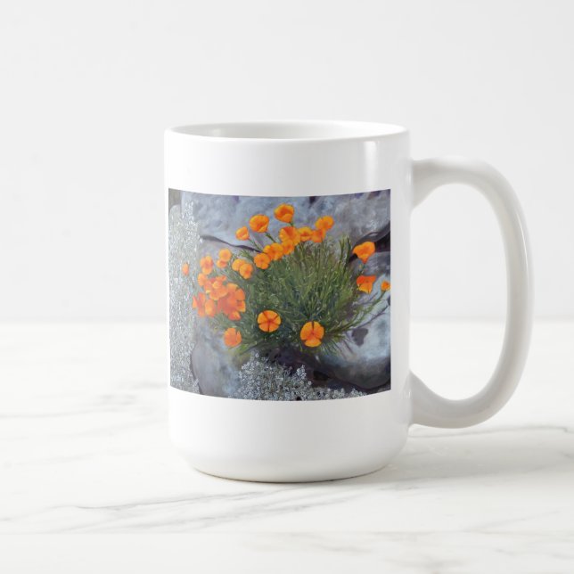 Cup with Fine Art of Poppies among the rocks (Right)