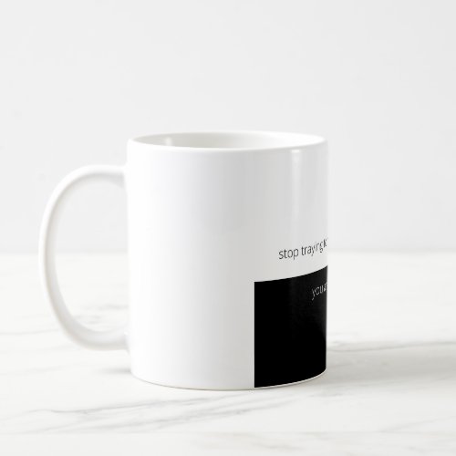 Cup with quoste  black and white