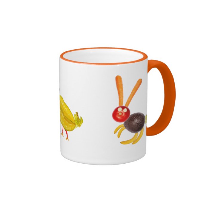 cup with three cute vegetable animals coffee mugs