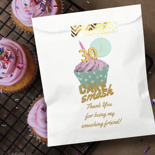 Cupcake 30th Birthday Party Thank You Favor Bag (🧁 Thank you for being a smashing friend! 🧁 )