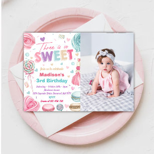 Cupcake 3rd Birthday Party Three Ever Is So Sweet  Invitation