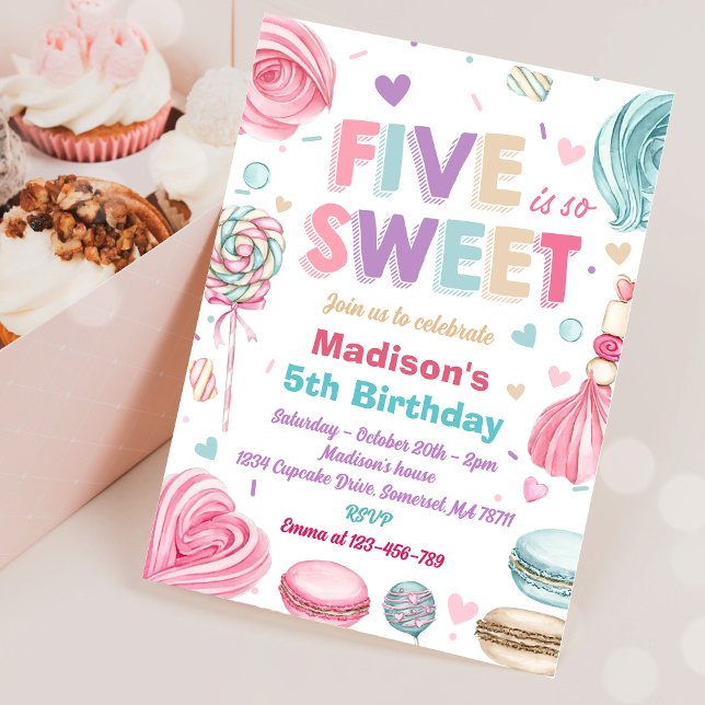Cupcake 5th Birthday Party Five Is So Sweet Candy Invitation (Creator Uploaded)