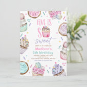 Cupcake 5th Birthday Party Five Is So Sweet Candy Invitation (Standing Front)