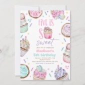 Cupcake 5th Birthday Party Five Is So Sweet Candy Invitation (Front)