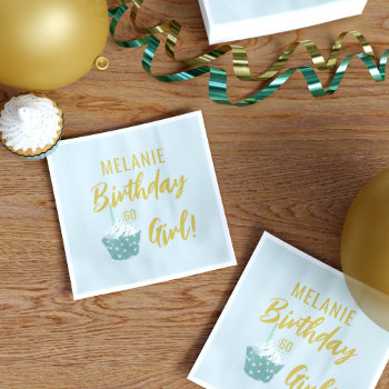 Cupcake 60th Birthday Girl Mint Green Napkins by watermelontree at Zazzle