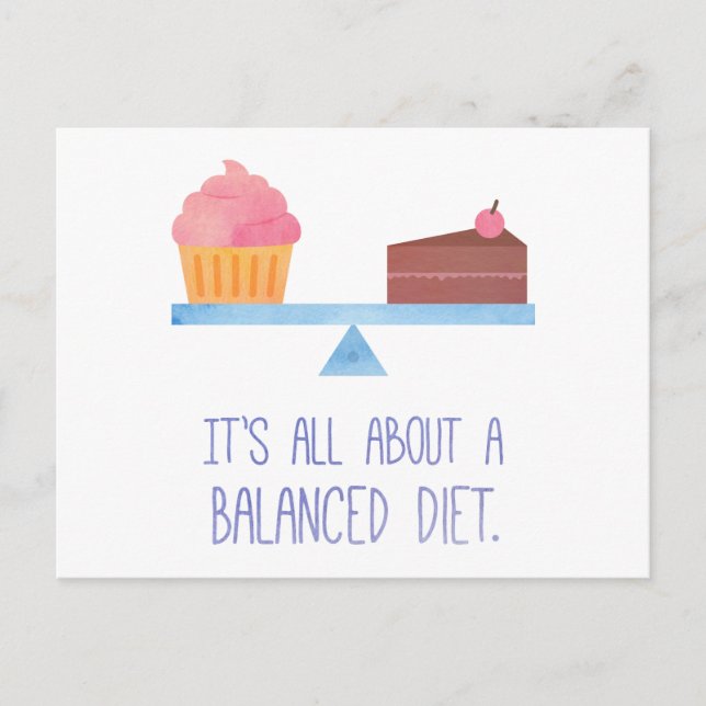 Cupcake All About A Balanced Diet Food Humor Postcard (Front)