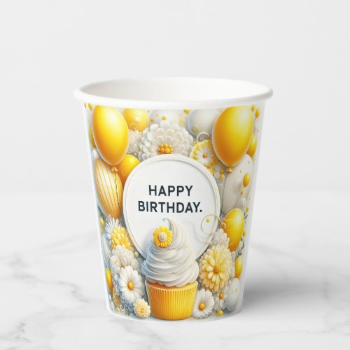 cupcake and balloon birthday Paper Cup
