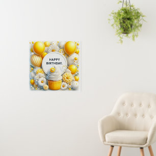 cupcake and balloon birthday print foam board