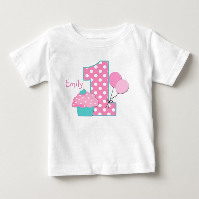Cupcake and Balloons Baby T-Shirt (Front)