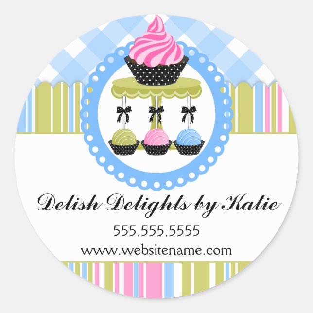 Cupcake and Cake Pops Bakery Box Seal (Front)