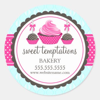 Cupcake And Cake Pops Bakery Box Seals by SocialiteDesigns at Zazzle