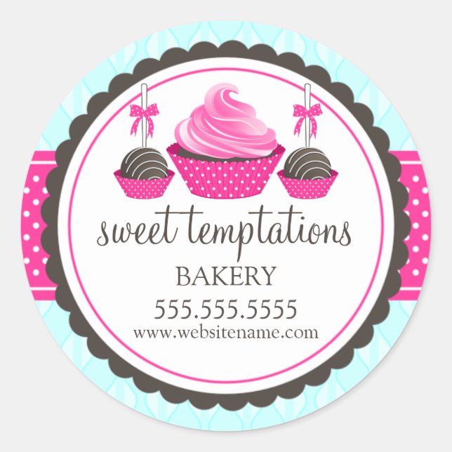 Cupcake and Cake Pops Bakery Box Seals (Front)