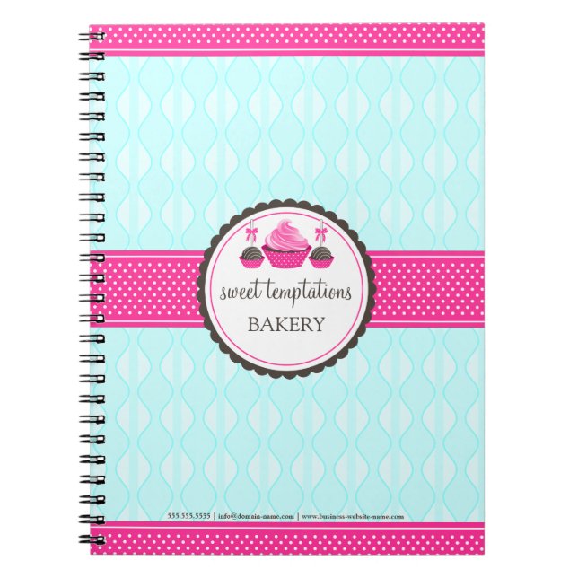 Cupcake and Cake Pops Bakery Recipe Notebook (Front)