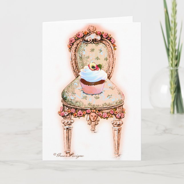 Cupcake and Chair Vintage Style Cards (Front)