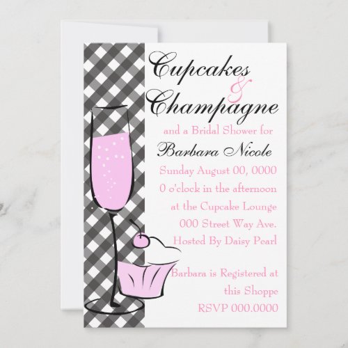 Cupcake and Champage Custom Invitation