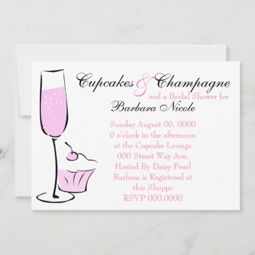 Cupcake and Champage Custom Invite