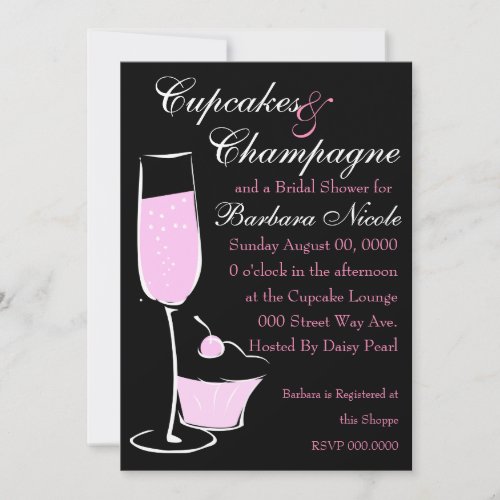 Cupcake and Champage Custom Invitation