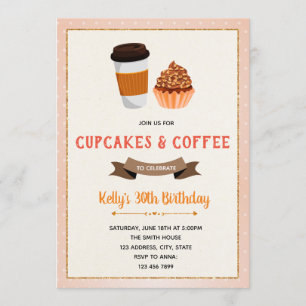 Cupcake and coffee theme party invitation