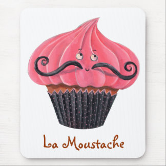 Cupcake and La Moustache Mouse Pad