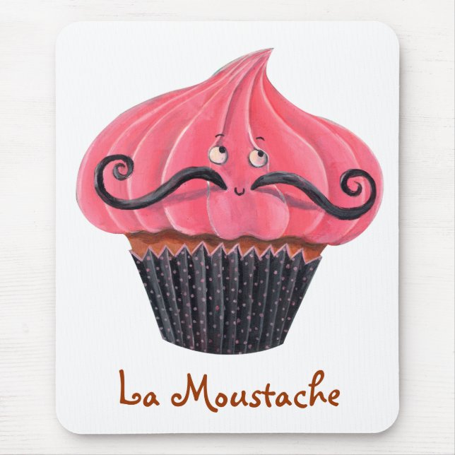Cupcake and La Moustache Mouse Pad (Front)
