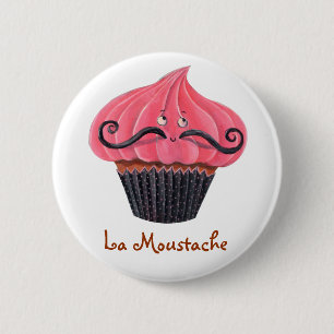 Cupcake and La Moustache Pinback Button