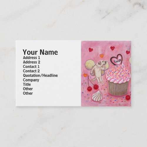 Cupcake and Labrador Fairies Painting Business Card